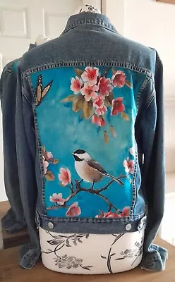 Buy Upcycled Vintage Denim Jacket With Blue Floral Hand Stitched Panels 38  Chest • 29.99£