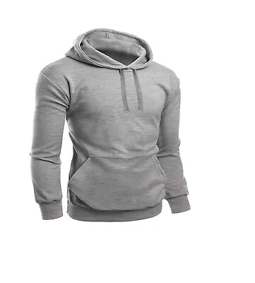 Buy Mens Hoodie Plain Hooded Sweat Shirt Casual Grey Hoody Top Sizes Pullover Size S • 8.49£