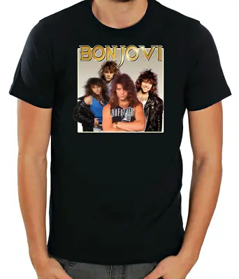 Buy Bon Jovi Poster White / Black Men Short Sleeve T-Shirt G900 • 9.48£