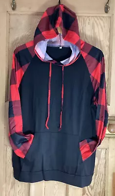 Buy Check Sleeves Black Body Light Hoodie XL Womens Black And Red • 12.75£