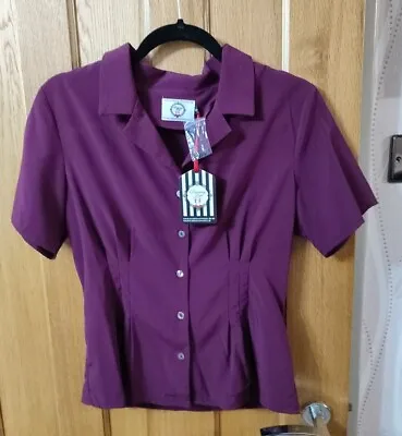 Buy Banned Apparel 40s 50s Style Dancing Days Blouse - Size UK M • 16.99£