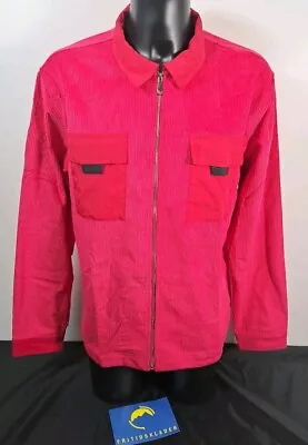 Buy FRITIDSKLADER Pink Cord Overshirt Jacket Full Zip Utility NEW Men's Size Large • 32£