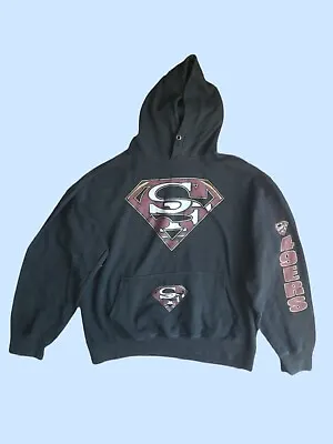 Buy Rare SF 49ers Superman Hoodie San Francisco Red Black Logo American Football Men • 19.99£