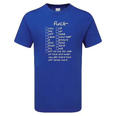 Buy FUCK-IT LIST Mens Womens Tshirt Offensive Comedy Funny Joke Fun • 14.95£