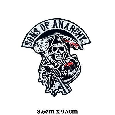 Buy Sons Of Anarchy Skull Biker Jacket Iron On Sew On Embroidered Patch • 4.99£