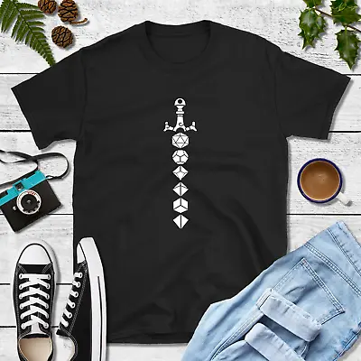 Buy Dice Sword Role Playing Game T-Shirt RPG DnD Dungeons & Dragons D20 Tee • 8.99£