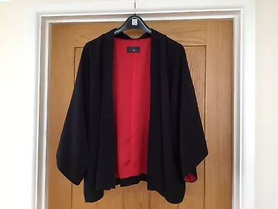 Buy Gok For TU Sainsburys Gok Wan Ladies Kimono Jacket Black With Red Lining Size 18 • 8.99£