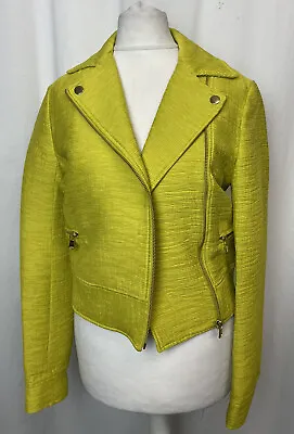 Buy NEXT Tailoring Jacket Biker Women's Yellow Full Zip Stripe Stylish Size UK6 E797 • 4.99£