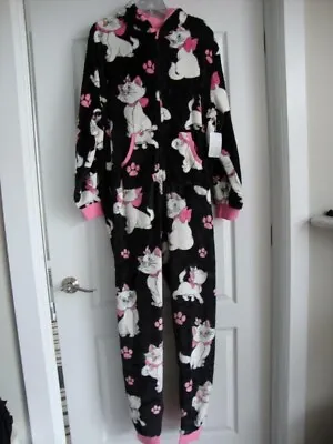 Buy Disney The Aristocats Marie Black & Pink Fleece Hooded One Piece Pajama 2XL • 31.35£