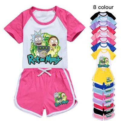 Buy Rick And Morty Kids Short Sleeve PyjamasTops+Shorts Sportwear Funny Pyjamas 2PCS • 10.58£