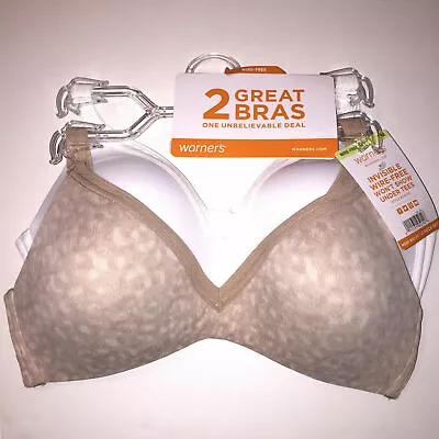 Buy Warners Wirefree Bras T-Shirt Lined Seamless Cups Set Of 2 Style 4011 Retail $60 • 48.84£