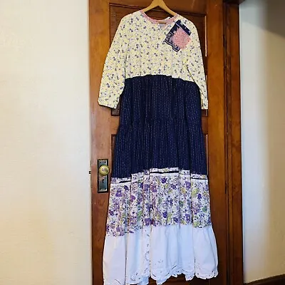 Buy Upcyled Maxi Artsy Dress L  Art To Wear Prairie Festival Lagenlook Junk Gypsy • 85.50£