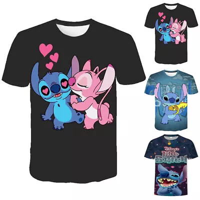 Buy Lilo And Stitch Printed T-Shirt Kids Short Sleeve Cartoon Summer Casual Tee Tops • 10.04£