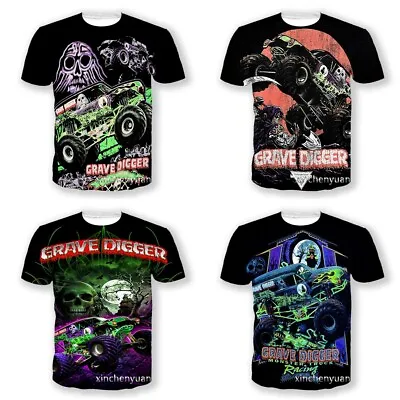 Buy Men Women Grave Digger T-shirt Monster Truck Racing Casual Short Sleeve Top Tee • 11.38£