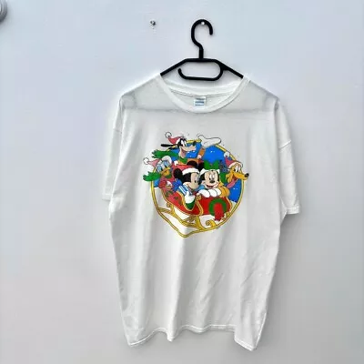 Buy Vintage Disney Christmas White T-shirt Large Mickey Mouse And Friends • 14.99£