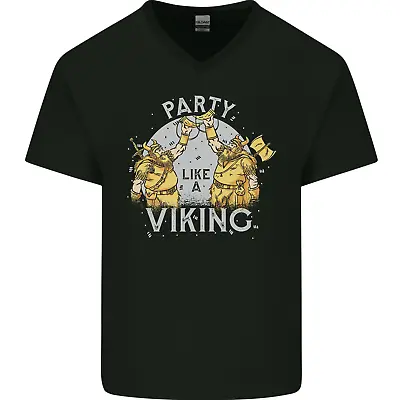 Buy Party Like A Viking Thor Odin Valhalla Mens V-Neck Cotton T-Shirt • 11.99£