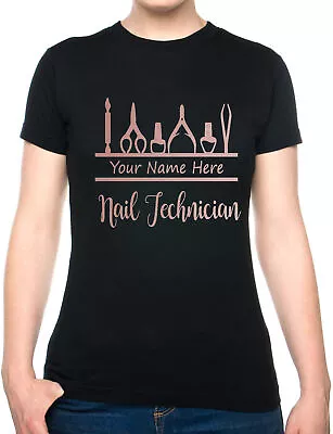 Buy Personalised Ladies T-Shirt Nail Technician Your Name Work Tee For Nail Beauty • 11.50£