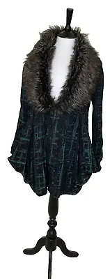 Buy ☆☆LINDI ~ Stunning Black/Green Jacket - Removable Faux Fur Collar Size XS☆☆ • 12.99£