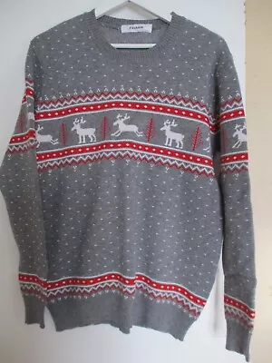 Buy NWOT Men's  Christmas Jumper 42 Inch Chest Grey Reindeer • 6.50£
