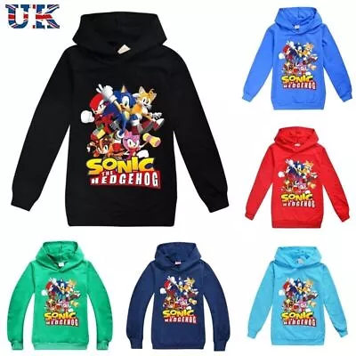 Buy Kids Boys Sonic The Hedgehog Print Hoodie Pullover Jumper Tops Sweatshirt 2-14Y • 9.99£