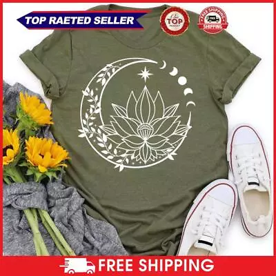 Buy Sunny Face Moon Sun And Moon T Shirt Tee-05332-Army Green-XXL UK • 8.39£