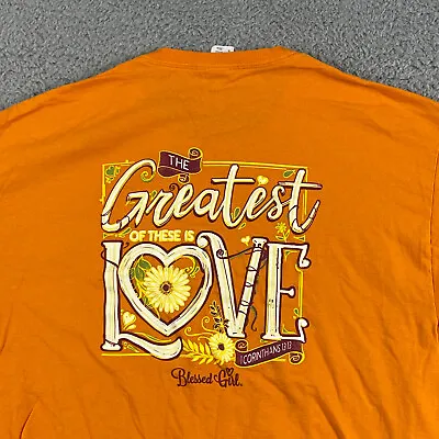 Buy Blessed Girl Shirt Womens Large Orange Long Sleeve Greatest Of These Is Love • 11.34£