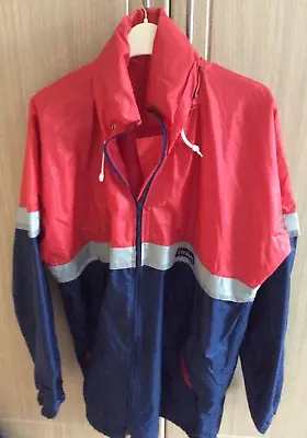 Buy Waterproof Jacket Mens Large Red/Blue/Grey Stripe Golf, Walking Made By Malita  • 10£