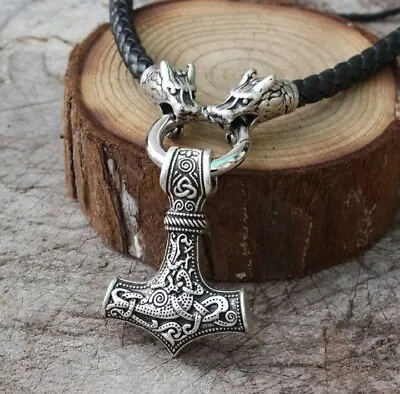 Buy Men's Viking Gothic Punk Norse God Thor Hammer Pendant Necklace Jewellery Gifts • 9.88£
