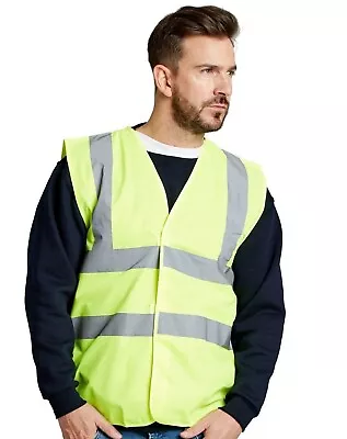 Buy UCC Hi Vis Vest Yellow Sleeveless Waistcoat High Visibility Safety Jacket Gilet • 2.49£