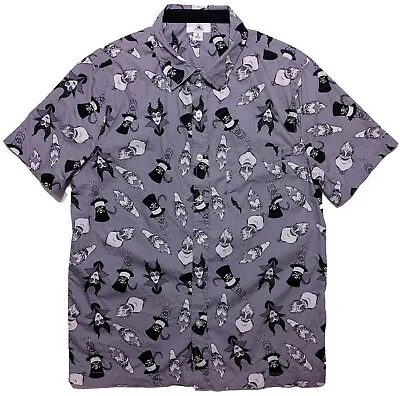 Buy DISNEY PARKS Villains Short Sleeve Button Shirt All Over Gray Small S • 19.29£