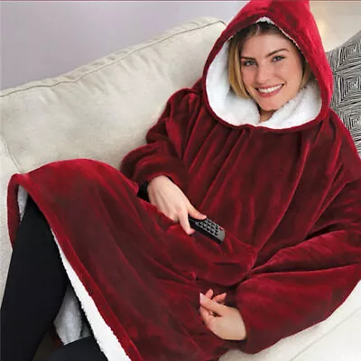 Buy Mens Womens Oversized Hoodie Big Hooded Sweatshirt Fleece Sherpa Hoody Blanket • 6.99£