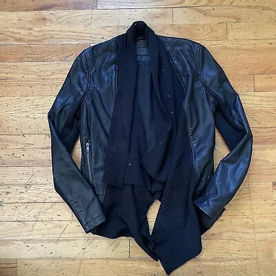 Buy Blank NYC Black Drape Front Faux Leather Moto Jacket Size Small  • 39.69£