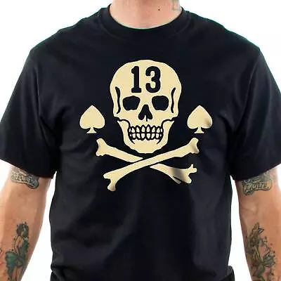 Buy Lucky 13 Men's T-Shirt Pirate Skull Crossbones Punk Gothic Rockabilly Biker • 24.73£
