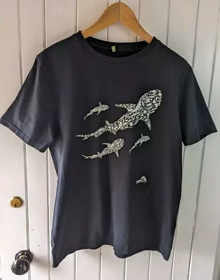 Buy Rapanui Teemill Black Short Sleeve T Shirt With Whale Motif Size L • 9.99£