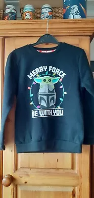 Buy Black ‘ Merry Force Be With You’ Grogu & Mando Christmas Sweatshirt…7 To 8 Years • 2£