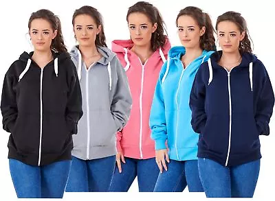 Buy Ladies Plus Size Hoodies Branded Plain Zipper Hooded Top Sweatshirt 18 To 32 • 11.95£