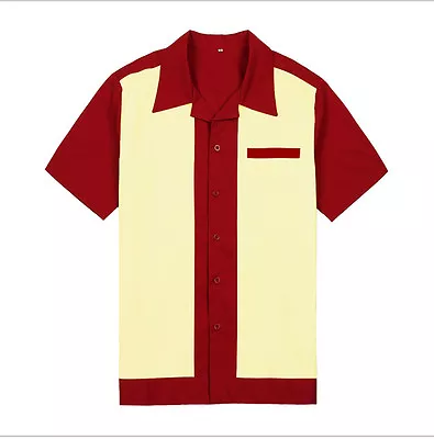 Buy 50s Male Clothing Bowling Shirts Rockabilly Style Fashion Indie Mens 50s Shirts • 16.79£
