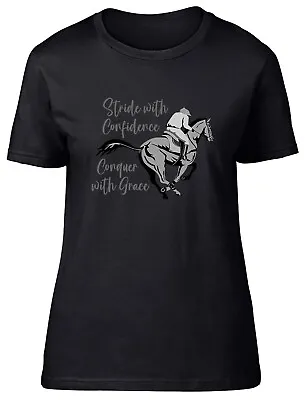 Buy Horse Riding Equestrian Womens T-Shirt Ride With Confidence Ladies Gift Tee • 8.99£