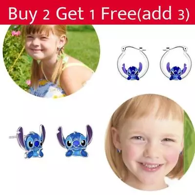 Buy UK Stitch Silver Earrings Head Charm Earstuds Jewelry Fashion Cute Cartoon Gift • 3.50£