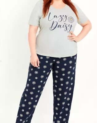 Buy Ladies Ex Evans Pyjama Set Womens Plus Size Cotton Bottoms Top Lounge Curve  PJs • 19.99£