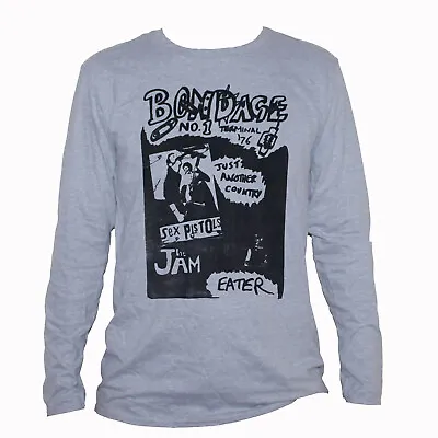 Buy Punk Rock T Shirt Fanzine Bondage Pistols Jam Eater Long Sleeve Grey Unisex • 21.15£