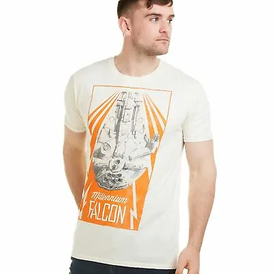 Buy Official Star Wars Mens Millennium Falcon T-shirt Natural S-2XL • 13.99£
