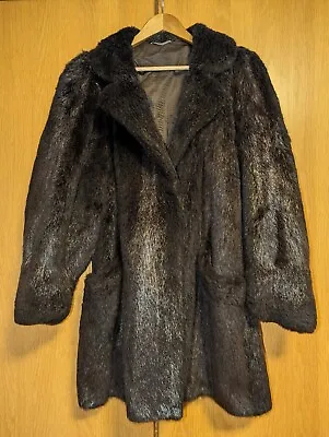 Buy Real Mink Coat Deep Brown Black German  Nerz Fur Jacket Size L Mid Length VG • 195£