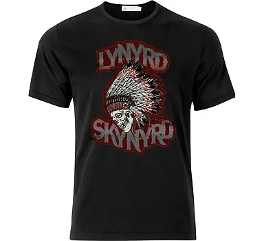 Buy Lynyrd Skynyrd Indian Skull Distressed Effect T Shirt Black • 18.49£