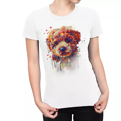 Buy 1Tee Womens Painted Abstract Puppy Dog  T-Shirt • 7.99£