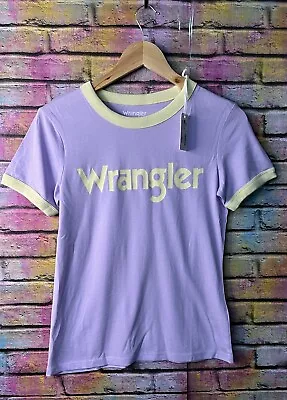 Buy Wrangler Ringer T Shirt Tee With Logo In Pastel Violet Size Small With Tags • 12£
