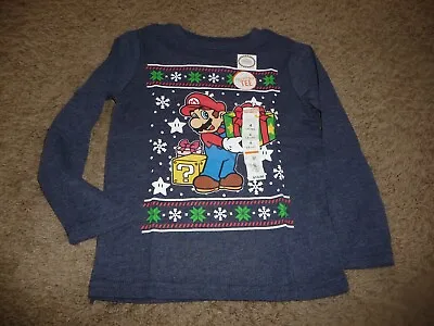 Buy NEW NWT Super Mario Boys Size 4 Long Sleeve Christmas Shirt • 11.91£