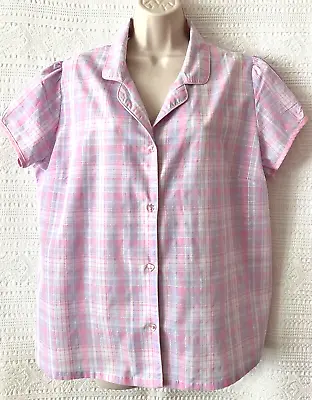 Buy Size 18/20 Pyjama Top NEW By Evans 35% Cotton Pink Blue Silver FREE Delivery • 11.99£