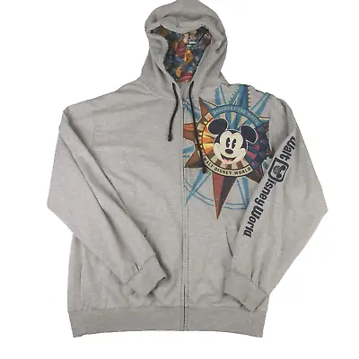 Buy Walt Disney Parks World Mens Hoodie Sweatshirt Zip Grey Graphic Size XL • 29.99£