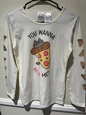Buy Pusheen You Wanna Pizza Me?  Graphics IVORY Long Sleeve Tshirt - Women's Sz S • 16.39£